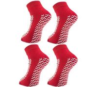 CLARYON Double Tread Slipper Socks/Fall Prevention Socks,Anti Slip Socks for Home, Hospital Workout and Sports - Size: One Size (UK, Alpha, One Size, Regular, Regular, 2, Red)