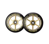 CLAS FOX 110mm One Pair Pro Stunt Scooter Wheels with ABEC-9 Bearings CNC Metal Core (2pcs) (Black PU Gold Core)