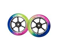 CLAS FOX Mixture Wheels 88A Pro Stunt Scooter Wheels One Pair with ABEC-9 Bearings CNC Metal Core (2pcs) (Red+Yellow+Blue, 110mm)
