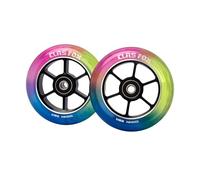 CLAS FOX Mixture Wheels 88A Pro Stunt Scooter Wheels One Pair with ABEC-9 Bearings CNC Metal Core (2pcs) (Red+Yellow+Blue, 100mm)