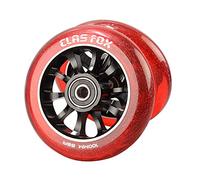 CLAS FOX Pro Stunt Roller Scooter Wheels 100 mm, One Pair with ABEC-9 Ball Bearings, CNC Metal Core (2 Pieces) (Transparent Red)