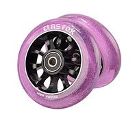 CLAS FOX Pro Stunt Roller Scooter Wheels 100 mm, One Pair with ABEC-9 Ball Bearings, CNC Metal Core (2 Pieces) (Transparent Purple)