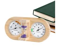 CLAS Thermometer Hygrometer for Sauna | Temperature Monitor with Countdown Timer 15 Minutes, Wall Mounted Sand Timer with Wooden Frame for Home, Garage, Office, Bedroom and Room