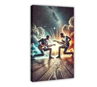 Clash of The Strings The Ultimate Guitar Showdown Canvas Art Wall Decor Posters Home Bar Restaurant Garage Cafe Logo Gift 20x30inch(50x75cm)