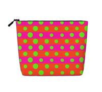 Clash Stripe Dot Faux Linen Makeup Pouch-Lightweight Travel Case