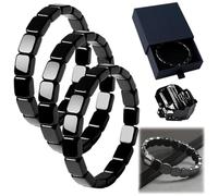 Clasibe Mens Bracelet, 2026 New Hematite Bracelet Men, Reclaim Your Edge & Confidence, Natural Hematite Stone Beaded Stretch Bracelets, Adjustable Elastic Stretch Bracelets (Black-3Pcs)