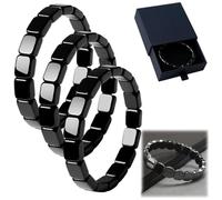 Clasibelab Hematite Bracelet, Hematite Bracelet Men, Reclaim Your Edge & Confidence, Natural Stone Beaded Stretch Healing Bracelets, Adjustable Elastic Stretch Bracelets (Black-3Pcs)