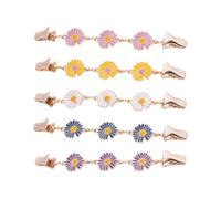 Clasp Clips with Floral Charms, 5 Pack Decorative Brooch Fasteners for Cardigans, Necklines, Loose Panels, Everyday Dressing Cardigan Clip Set Flower Brooch Sweater Clasp Collar Fastener Neckline Clip