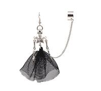 Clasp Hoop Earrings Halloween Punk Black Gothic Skeleton Bride Waves Black Skirt Earrings Costume Accessories Exaggerated Halloween Hoop Earring (Silver, One Size)
