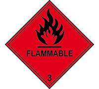 Class 3 Flammable Hazardous Label Pack of 10 Self-Adhesive Vinyl 250mm x 250mm