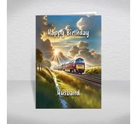 Class 52 Western Birthday Card for Husband - British Diesel-Hydraulic Locomotive Keepsake for BR Rail Train Fans & Western Region Enthusiasts: Husband Birthday Card (Size A5)