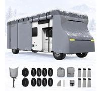 Class C RV Cover, 23'~26' Upgraded 7-Layer Anti-Tear Motorhome Camper Trailer Protector, Waterproof Windproof UV Protection, Includes 2 Extra Straps, Repair Patch & 6 Gutter Spout Covers