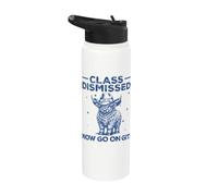 Class Dismissed Now Go On Git Funny Highland Cow Last Day Stainless Steel Insulated Water Bottle