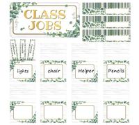 Class Jobs Bulletin Board Colorful Class Jobs Pocket Chart Set Teacher's Helper Chalkboard Decor Classroom Bulletin Board Decoration for Back to School (Eucalyptus Style)