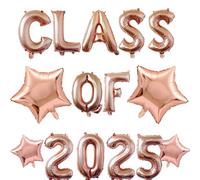 Class of 2025 Balloons with Rose Gold Star, Hanging Foil Balloons Letter for High School College Grad Graduation Party Decorations Rose Gold