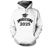 Class of 2025 Graduation Cap - Kids Teens and Adults Unisex Hoodie - Leavers Leaving School Gift Good Luck L White