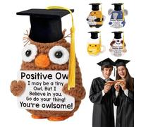 Class of 2025 Graduation Gifts Set,Inspirational Positive Owl with Hat and Greeting Card,Handmade Crochet Animal Emotional Support Doll,Graduation Season Gifts for Her or Him in College,High School