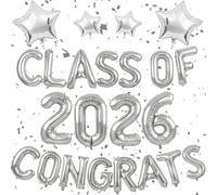 Class of 2026 Balloons, Graduation Decorations, 23 PCS Graduation Decorations 2026 Set with Letters, Numbers and Stars Balloon, Class of 2025 Decorations for College High School Graduation Party Decor