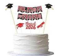 Class of 2026 Cake Topper Banner - Pre-strung I’m Done 2026 Graduation Party Decorations - 6pcs Red Black We are So Proud of You Cake Bunting Banner & Cupcake Toppers