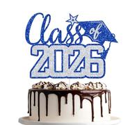 Class of 2026 Cake Topper, Congratulations 2026 Party Decorations, We Are So Proud of You, Congrats Grad Cake Topper, High School College University Graduation Party Decorations (Blue and Silver)