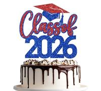 Class of 2026 Cake Topper, Congratulations Graduation Cake Decorations, 2026 Congrats Grad Cake Topper, So Proud of You, High School Graduation Party Decorations (Blue and Red)