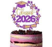 Class of 2026 Cake Topper, Star Themed Graduation Decorations, Congratulations High School/College/University Grad Decor, 2026 Congrats Grad Party Decoration Gold & Purple Glitter