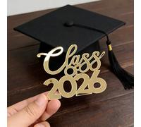 Class of 2026 Congrats Grad Cake Topper with Tassel-Arcylic Graduation Party Decorations-Congratulations Cake Decor College High School Graduation Party Favors (gold)