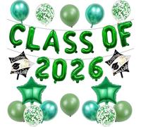Class of 2026 Graduation Balloons - 27 Pc Black Green Congratulations Leavers 2026 Decorations Graduation Balloon Banner for Him Her Boys Girls High School College Grad Partys Decor