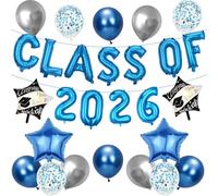 Class of 2026 Graduation Balloons - 27 Pc Blue Congratulations Leavers 2026 Decorations Graduations Balloon Banner for Him Her Boys Girls College High School Grad Partys Decor