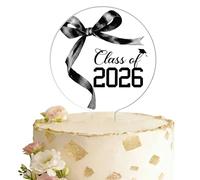 Class of 2026 Graduation Cake Topper Acrylic Graduation Decorations, Black Bow Congrats Grad Cake Decorations for High School College Senior Grad Party Supplies