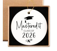 Class of 2026 Graduation Gifts for Her Him Ceramic Ornament Keepsake Sign Round Plaque Graduation Ornaments Graduation Gifts for Women Men Masters Degree Graduation Gifts