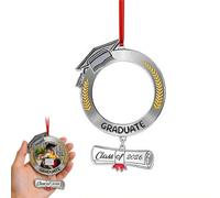 Class of 2026 Graduation Ornament, Metal Commemorative Keepsake with Photo Frame, Laurel Wreath & Scroll, Hanging Pendant for Keychain Backpack Christmas Tree