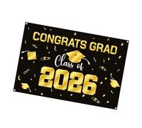Class of 2026 Graduation Party Decors Black Gold Background Cloth Polyester for Event and Photos Polyester Photo Background