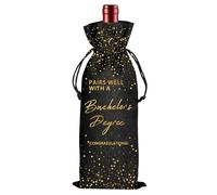 Class of 2026 Graduation Wine Bag, Graduation Gifts for Her Him, Funny Master's Degree Gift, Graduation Gifts Wine Bag Party Supplies, Pairs Well with a master's degree (Black-Bachelor's Degree)