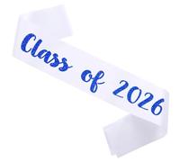 Class of 2026 Sash, Royal Blue Glitter White Finally Graduated Senior Sashes for Class of 2026 Graduation Party Decorations Supplies