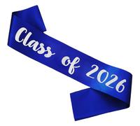 Class of 2026 Sash, Silver Glitter Royal Blue Finally Graduated Senior Sashes for Class of 2026 Graduation Party Decorations Supplies