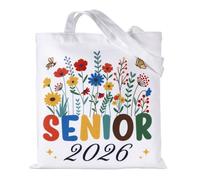 Class of 2026 Senior Night Gifts for Girls Canvas Tote Bag Senior Cheer Gifts for High School Graduates 2026 Graduation Stuff, White, M