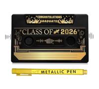 Class of 2026 Voice Recordable Graduation Keepsake, 2026 Graduation Music Note for Talking Greeting Card, Retro Cassette Tape Voice Recorder Gift, Audio Memory Keepsake for Graduates
