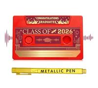 Class of 2026 Voice Recordable Graduation Keepsake, 2026 Graduation Music Note for Talking Greeting Card, Retro Cassette Tape Voice Recorder Gift, Audio Memory Keepsake for Graduates