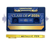 Class of 2026 Voice Recordable Graduation Keepsake, 2026 Graduation Music Note for Talking Greeting Card, Retro Cassette Tape Voice Recorder Gift, Audio Memory Keepsake for Graduates