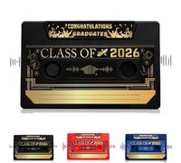 Class of 2026 Voice Recordable Graduation Keepsake, 5-Minute Recordable Message Device, graduation music note for talking greeting card, Retro Cassette Tape, for Classmates Graduates (BLACK)