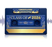 Class of 2026 Voice Recordable Graduation Keepsakes, 2026 Graduation Music Note for Talking Greeting Card, 300 Seconds Retro Tape Player Gifts, Capture Every Heartfelt Voice Memory Forever (blue)
