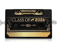 Class of 2026 Voice Recordable Graduation Keepsakes, 2026 Graduation Music Note for Talking Greeting Card, 300 Seconds Retro Tape Player Gift, Gift for Classmates & Graduates (Black)