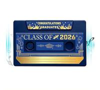 Class of 2026 Voice Recordable Graduation Keepsakes, Retro Cassette Tape Audio Keepsake, Talking Greeting Card, 5 Min Recording, Capture Every Heartfelt Voice Memory Foreve (Blue)