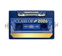 Class of 2026 Voice Recordable Graduation Keepsakes, Retro Cassette Tape Voice Recordable Talking Greeting Card, 300 Seconds Re-Recordable, Capture Every Heartfelt Voice Memory Forever (Blue)