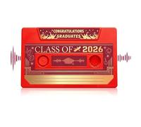 Class of 2026 Voice Recordable Graduation Keepsakes, Retro Cassette Tape Voice Recordable Talking Greeting Card, 300 Seconds Re-Recordable, Capture Every Heartfelt Voice Memory Forever (Red)