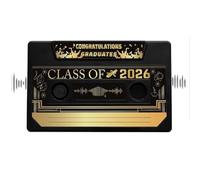 Class of 2026 Voice Recordable Graduation Keepsakes, Retro Cassette Tape Voice Recordable Talking Greeting Card, 300 Seconds Re-Recordable, Capture Every Heartfelt Voice Memory Forever (Black)
