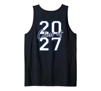 Class of 2027 Graduation Varsity White with Navy Blue Back Tank Top