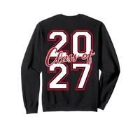 Class of 2027 Graduation Varsity White with Red Outline Back Sweatshirt