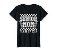 Class of 2027 Retro Lightning Checkered Game Day Senior Mom T-Shirt